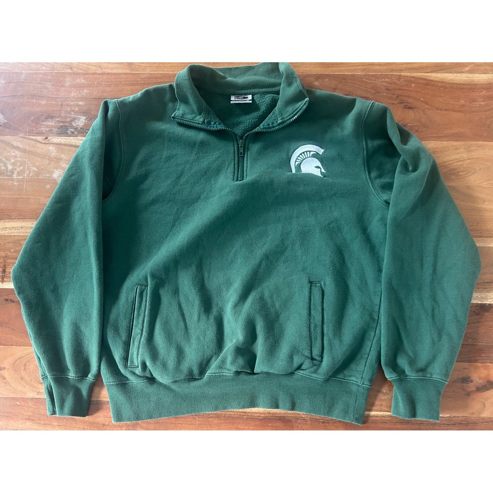 Stadium Athletics Michigan State Spartans Quarter Zip Sweatshirt Green Mens M